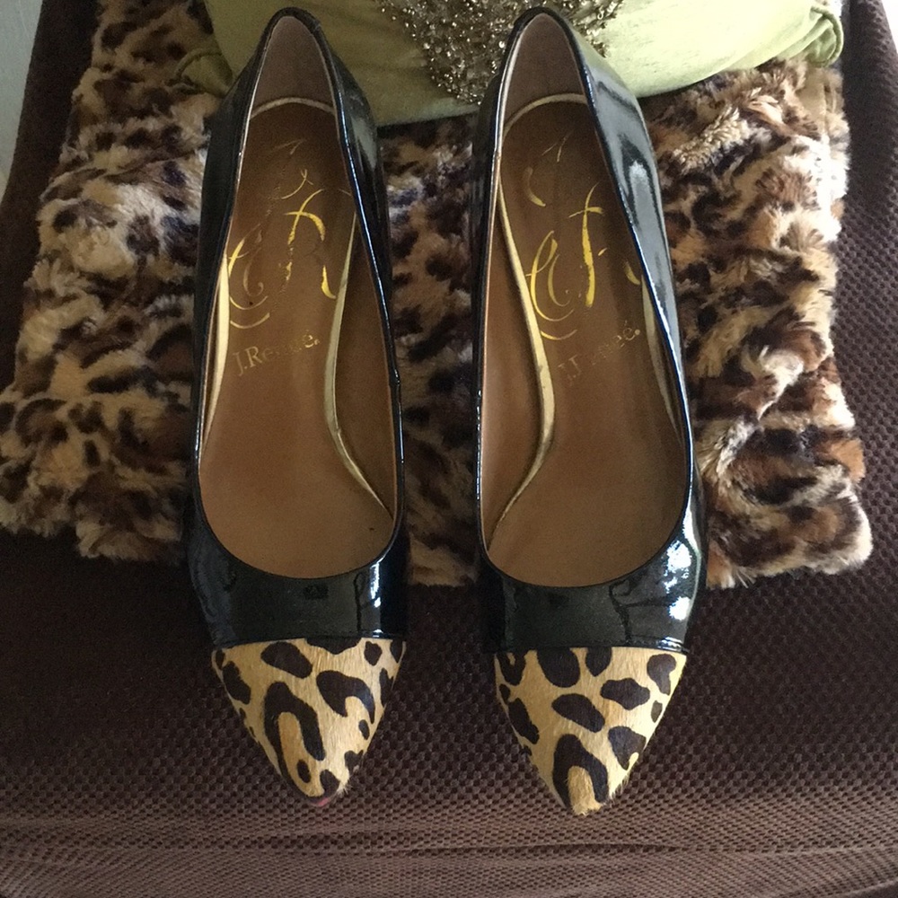 J.Renee bulk patent animal print red heel pumps 7M